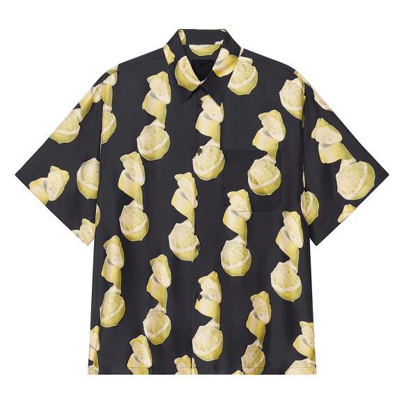 size 42 Givenchy Lemon Printed Silk Hawaiian Shirt Black Yellow - Picture 1 of 10